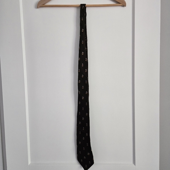 Disney Mickey Mouse Elegant Green 💯 Silk Patterned Mens Tie - Picture 2 of 10